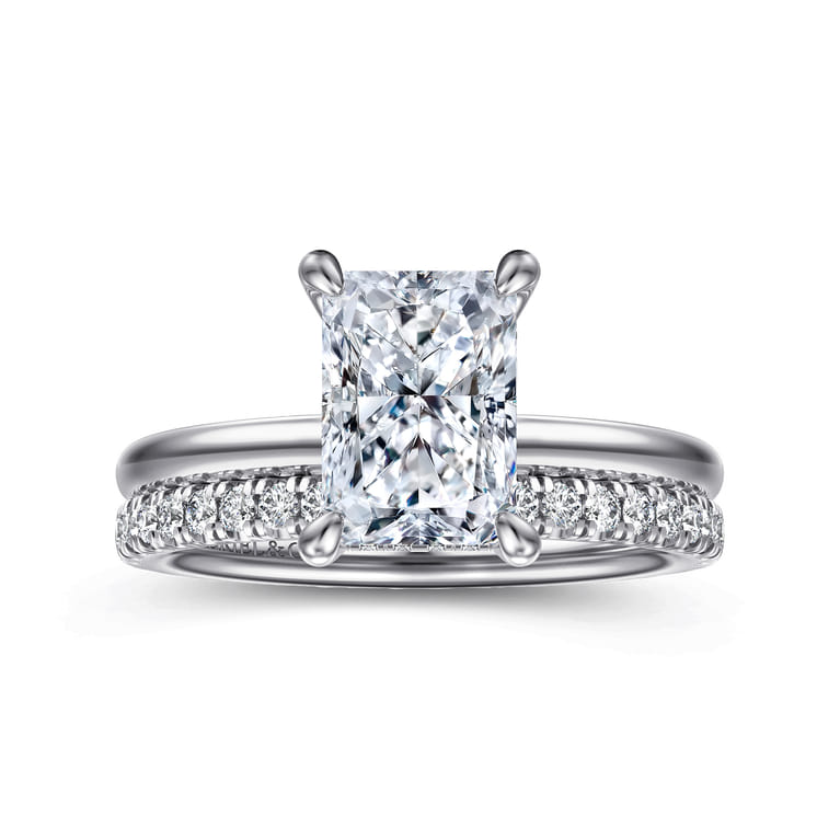 Cari - 14K White Gold Radiant Cut Diamond Engagement Ring - 0.05 ct - Shot 4