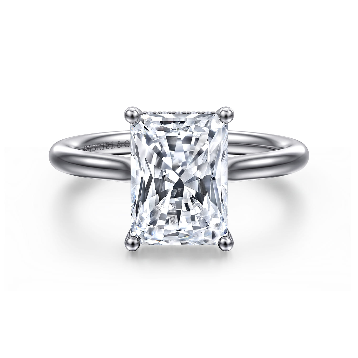 Azucena - 14K White Gold Radiant Cut Solitaire Diamond Engagement Ring - 0.09 ct - Shot 1