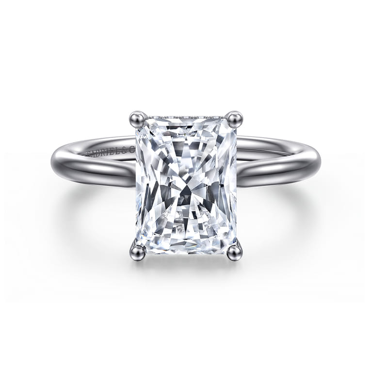 Azucena - 14K White Gold Radiant Cut Solitaire Diamond Engagement Ring - 0.09 ct - Shot 1