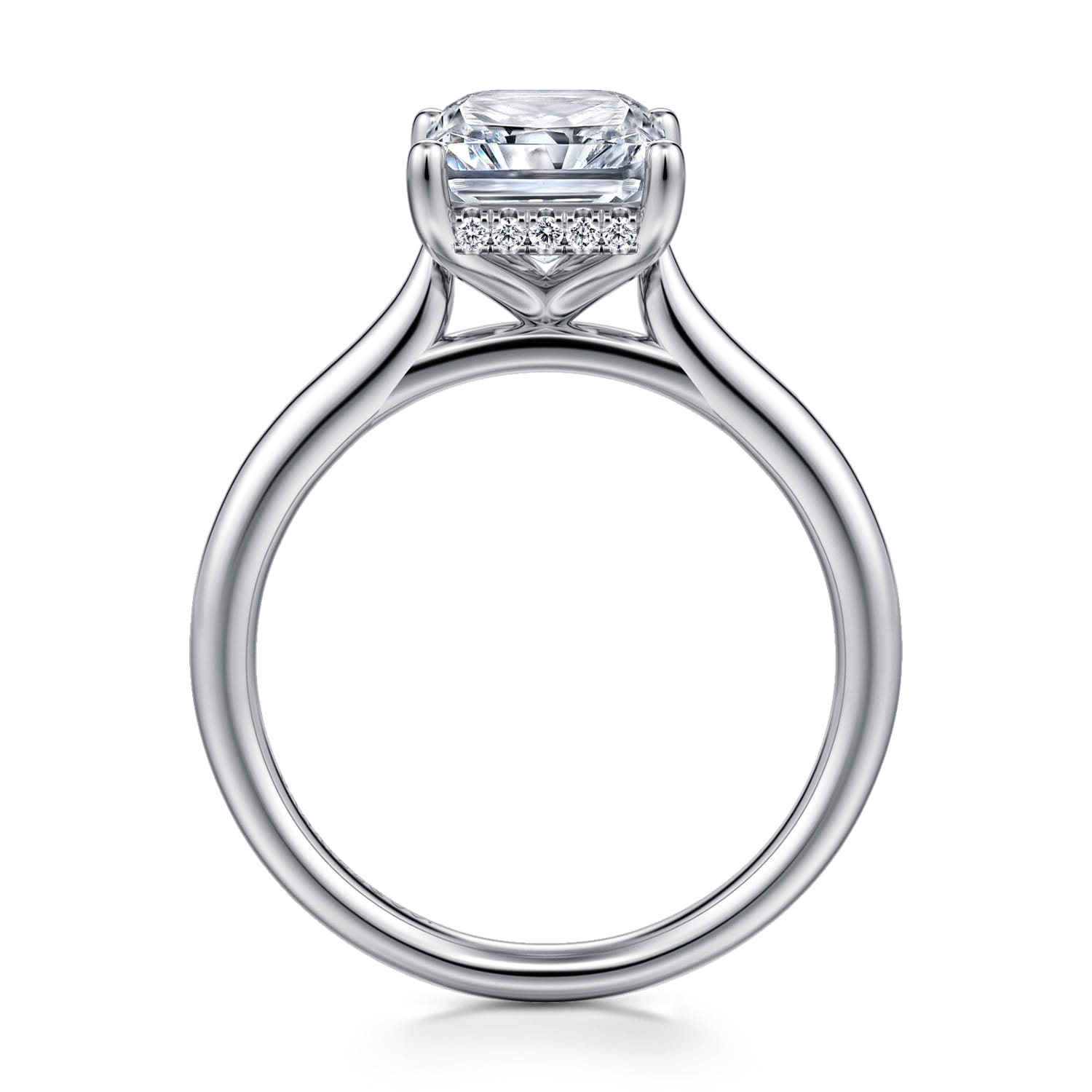 Azucena - 14K White Gold Radiant Cut Solitaire Diamond Engagement Ring - 0.09 ct - Shot 2