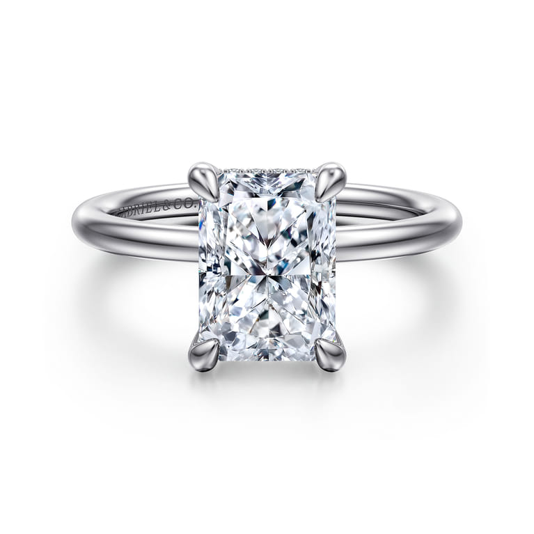 Anuk - 14K White Gold Radiant Diamond Engagement Ring - 0.07 ct - Shot 1