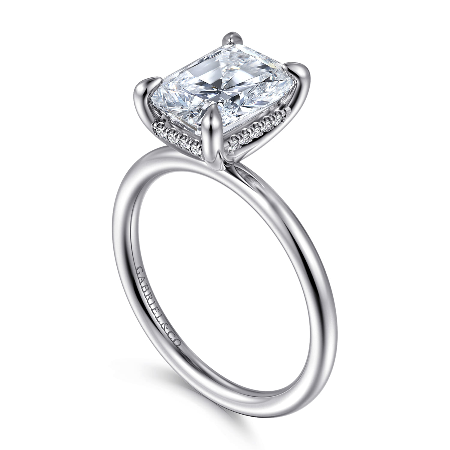 Anuk - 14K White Gold Radiant Diamond Engagement Ring - 0.07 ct - Shot 3