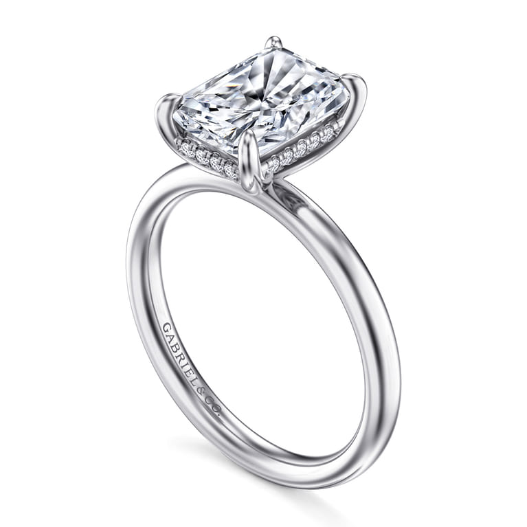 Peace - 14K White Gold Radiant Diamond and Engagement Ring - 0.07 ct - Shot 3