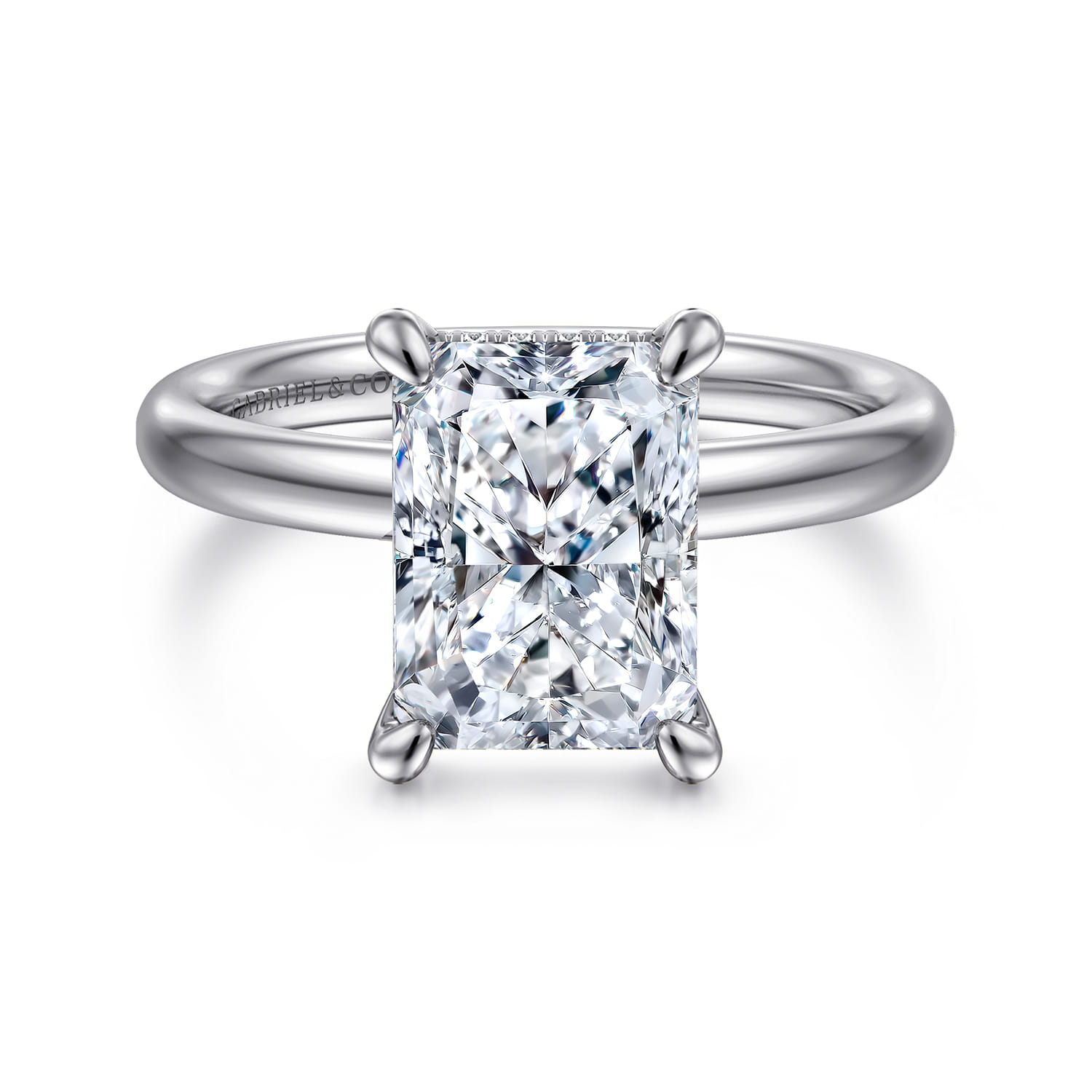 Peace - 14K White Gold Radiant Cut Diamond Engagement Ring - 0.08 ct - Shot 1