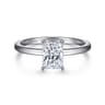 Ali - 14K White Gold Rectangular Radiant Cut Diamond Engagement Ring