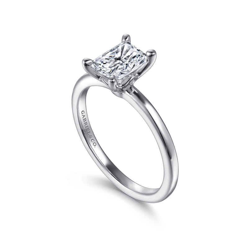 Ali - 14K White Gold Rectangular Radiant Cut Diamond Engagement Ring - Shot 3
