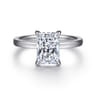 Paula - 14K White Gold Rectangular Radiant Cut Diamond Engagement Ring