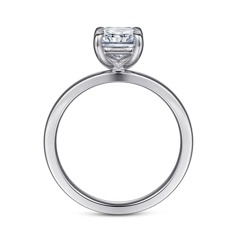 Paula - 14K White Gold Rectangular Radiant Cut Diamond Engagement Ring - Shot 2