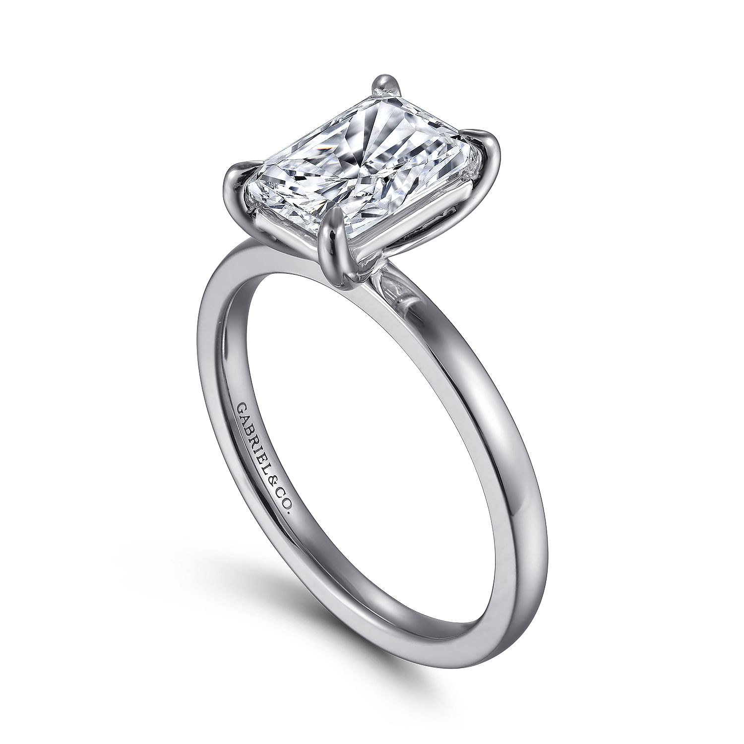 Paula - 14K White Gold Rectangular Radiant Cut Diamond Engagement Ring - Shot 3