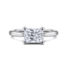 Larissa - 14K White Gold East West Rectangular Radiant Solitaire Engagement Ring