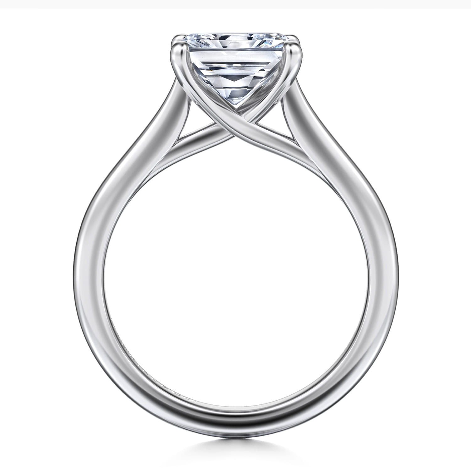Larissa - 14K White Gold East West Rectangular Radiant Solitaire Engagement Ring - Shot 2