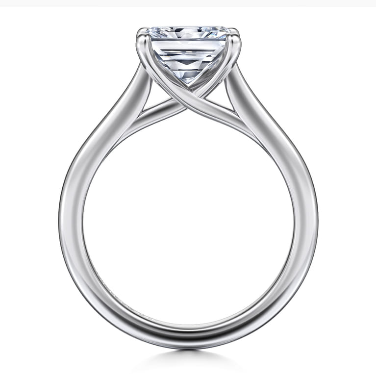 Larissa - 14K White Gold East West Rectangular Radiant Solitaire Engagement Ring - Shot 2