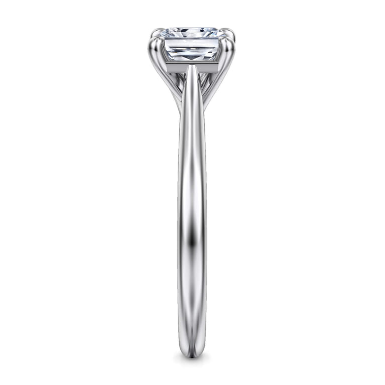 Larissa - 14K White Gold East West Rectangular Radiant Solitaire Engagement Ring - Shot 5