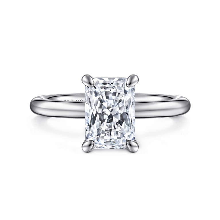 Lark - 14K White Gold Radiant Cut Solitaire Engagement Ring - Shot 1