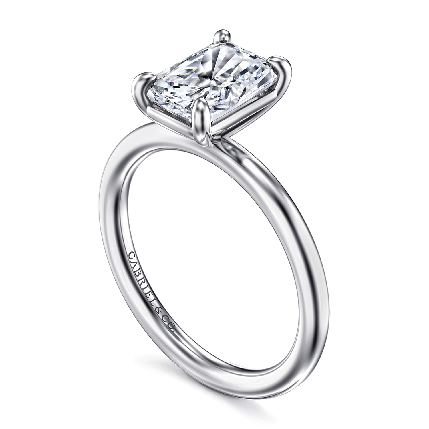 Lark - 14K White Gold Radiant Cut Solitaire Engagement Ring - Shot 3