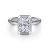 Linny - 14K White Gold Radiant Cut Bezel Set Diamond Engagement Ring