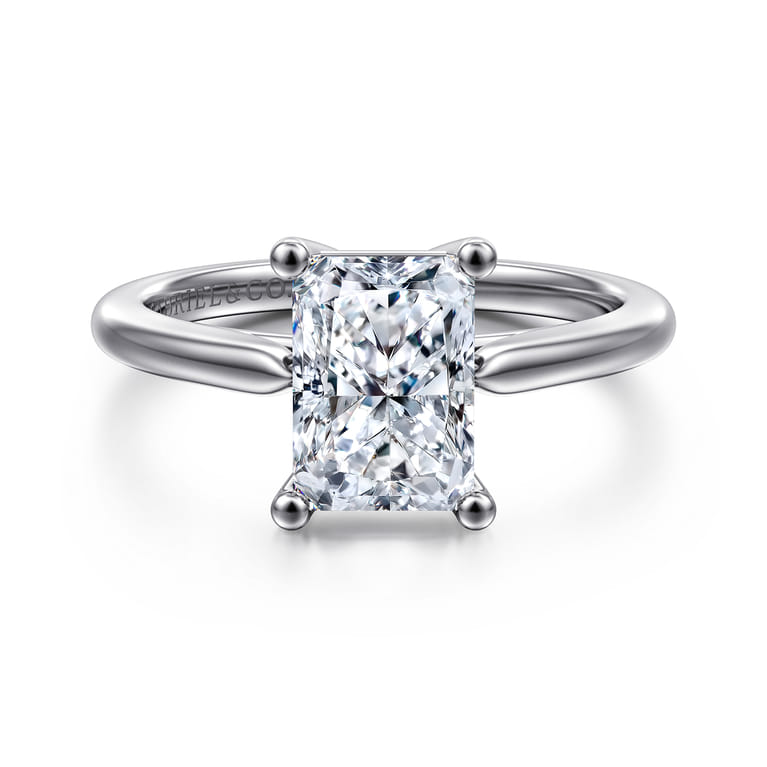 Anushka - 14K White Gold Radiant Cut Solitaire Diamond Engagement Ring - Shot 1