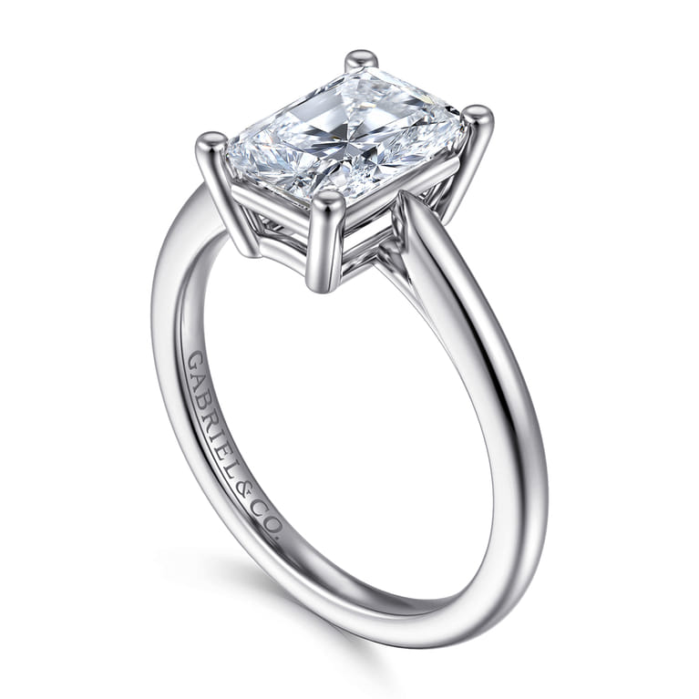 Anushka - 14K White Gold Radiant Cut Solitaire Diamond Engagement Ring - Shot 3