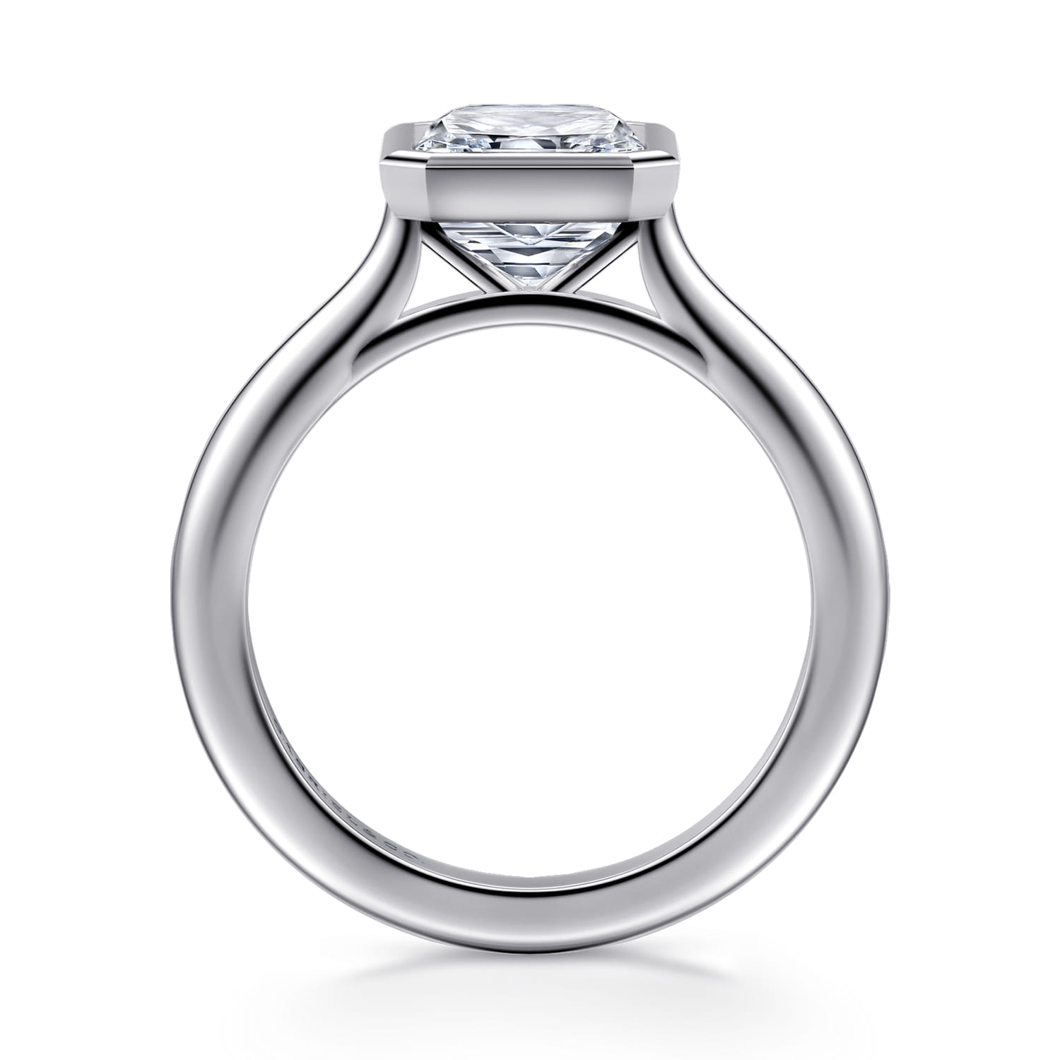 Brooke - 14K White Gold Radiant Cut Bezel Set Solitaire Diamond Engagement Ring - Shot 2