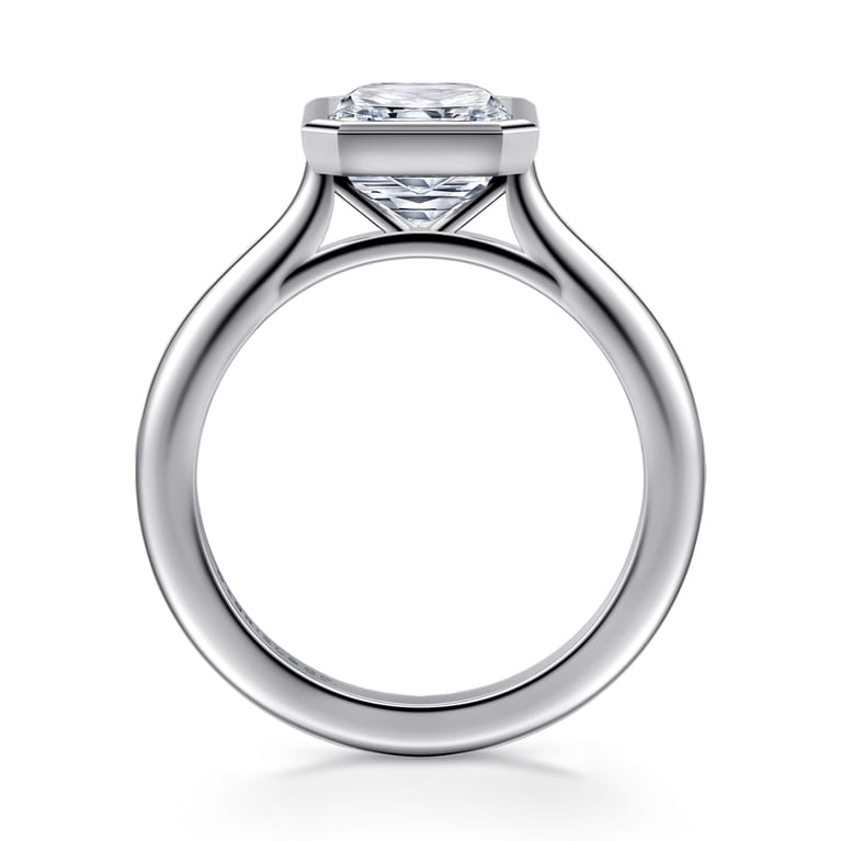 Brooke - 14K White Gold Radiant Cut Bezel Set Solitaire Diamond Engagement Ring - Shot 2