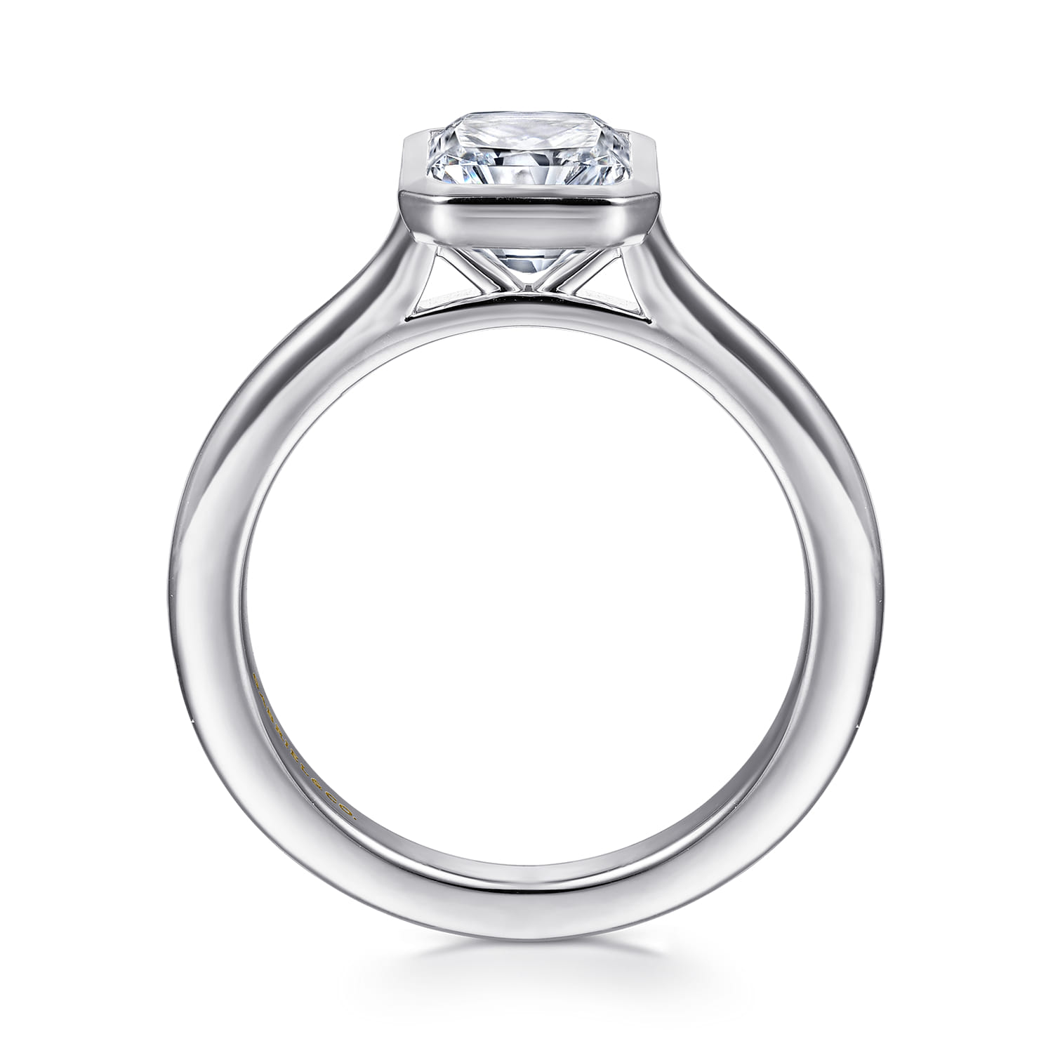 Brooke - 14K White Gold Radiant Cut Bezel Set Solitaire Diamond Engagement Ring - Shot 2