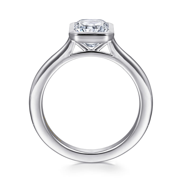 Brooke - 14K White Gold Radiant Cut Bezel Set Solitaire Diamond Engagement Ring - Shot 2