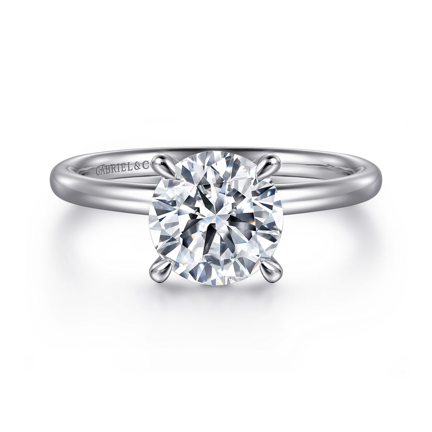 Elia - 14K White Gold Solitaire Round Diamond Engagement Ring - 0.07 ct - Shot 1