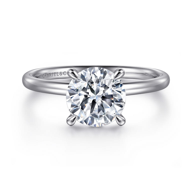 Elia - 14K White Gold Solitaire Round Diamond Engagement Ring - 0.07 ct - Shot 1
