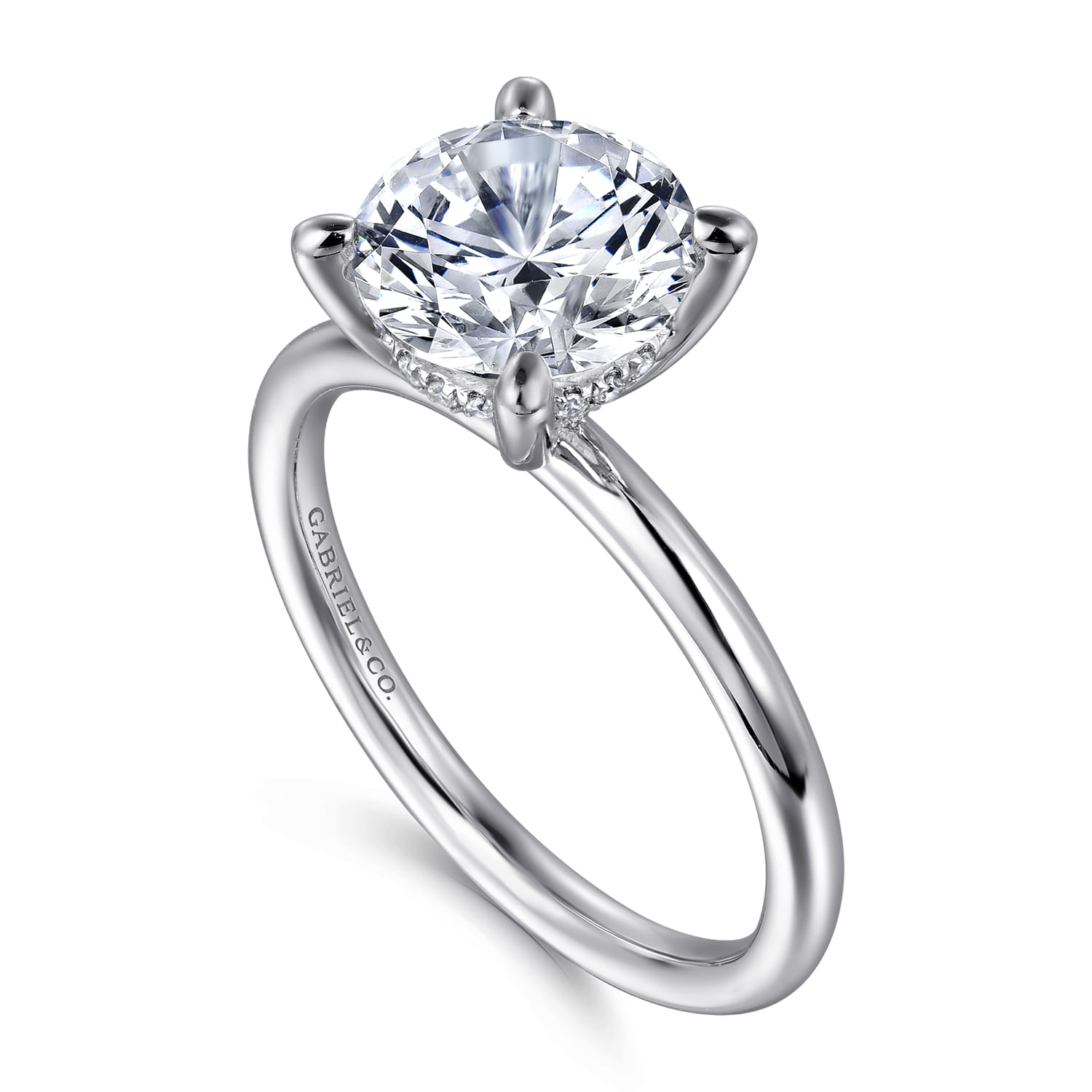 Elia - 14K White Gold Solitaire Round Diamond Engagement Ring - 0.07 ct - Shot 3