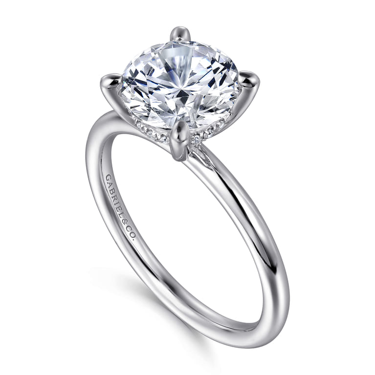 Elia - 14K White Gold Solitaire Round Diamond Engagement Ring - 0.07 ct - Shot 3