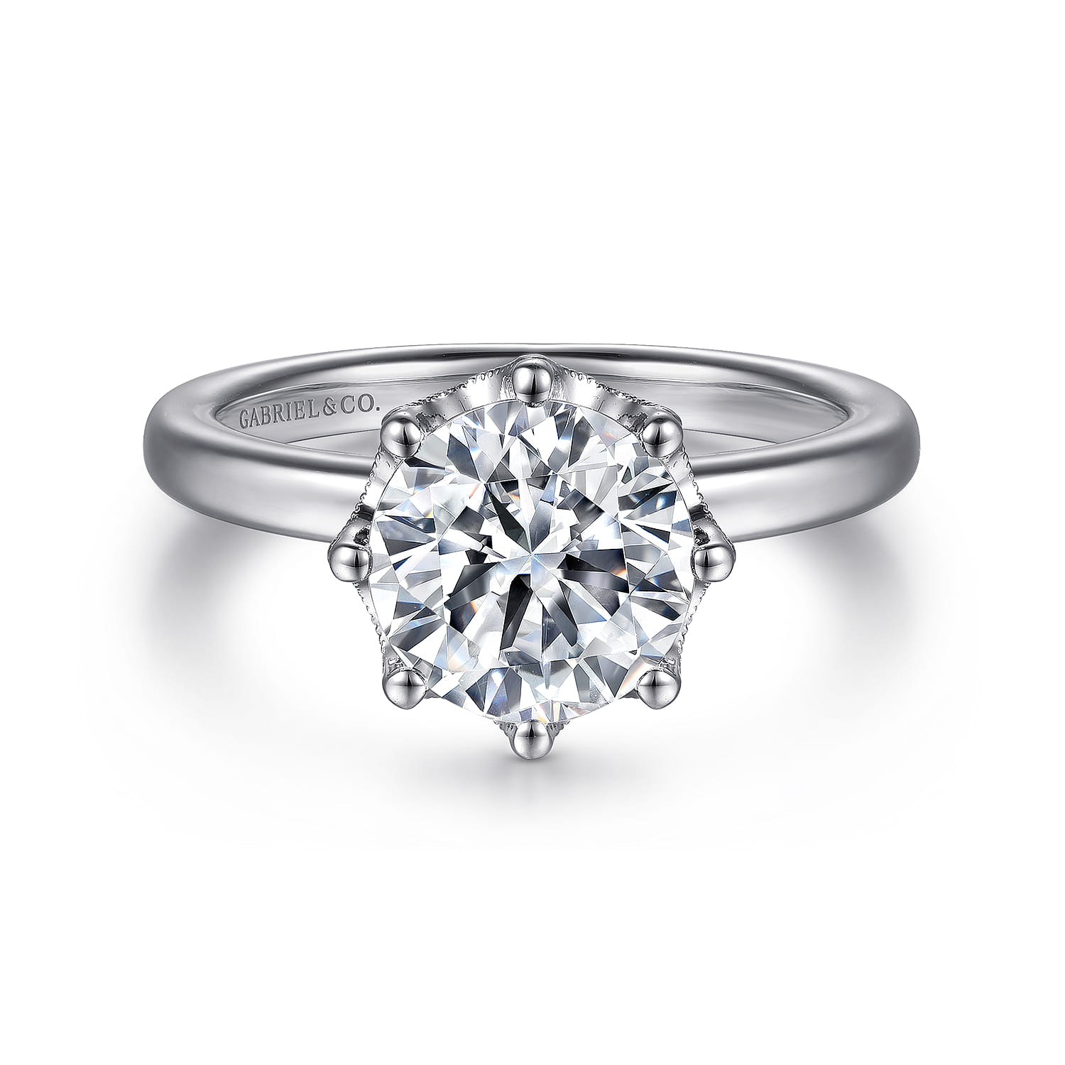 Liona - 14K White Gold Round Solitaire Diamond Engagement Ring - 0.05 ct - Shot 1