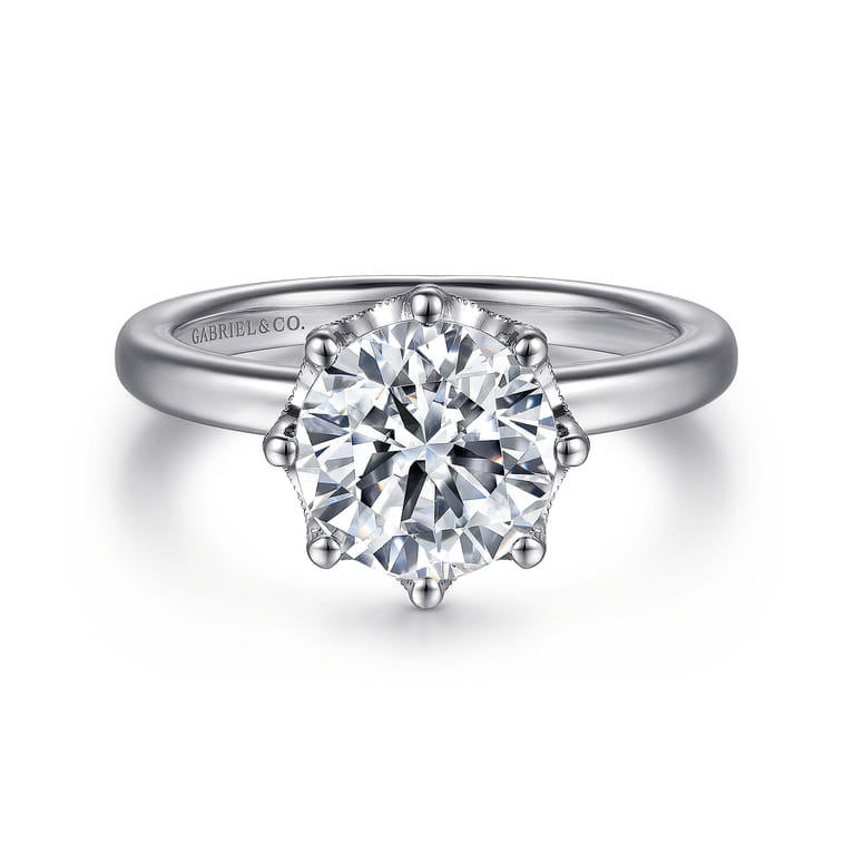 Liona - 14K White Gold Round Solitaire Diamond Engagement Ring - 0.05 ct - Shot 1