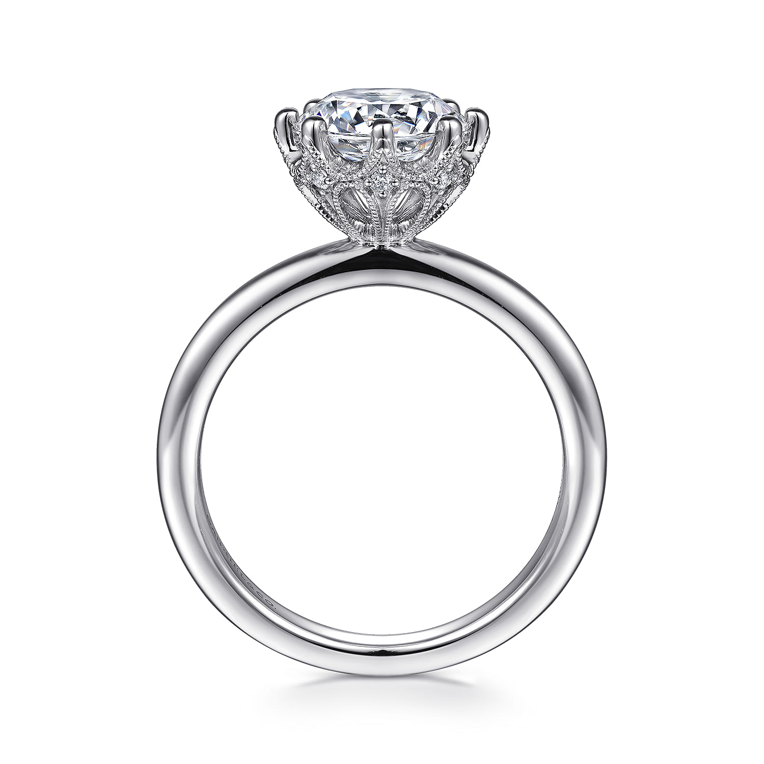 Liona - 14K White Gold Round Solitaire Diamond Engagement Ring - 0.05 ct - Shot 2