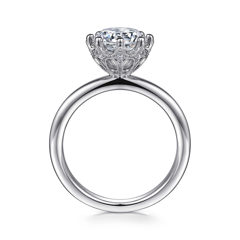 Liona - 14K White Gold Round Solitaire Diamond Engagement Ring - 0.05 ct - Shot 2