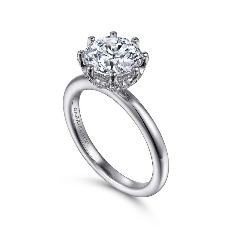 Liona - 14K White Gold Round Solitaire Diamond Engagement Ring - 0.05 ct - Shot 3