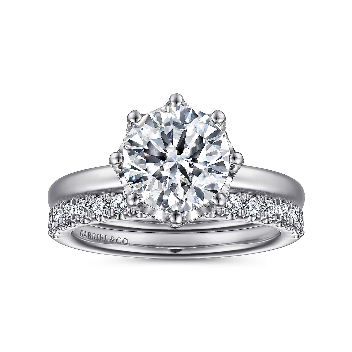 Liona - 14K White Gold Round Solitaire Diamond Engagement Ring - 0.05 ct - Shot 4