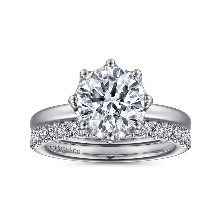 Liona - 14K White Gold Round Solitaire Diamond Engagement Ring - 0.05 ct - Shot 4