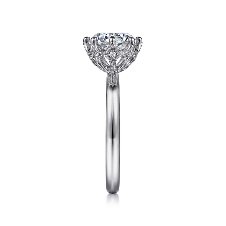 Liona - 14K White Gold Round Solitaire Diamond Engagement Ring - 0.05 ct - Shot 5