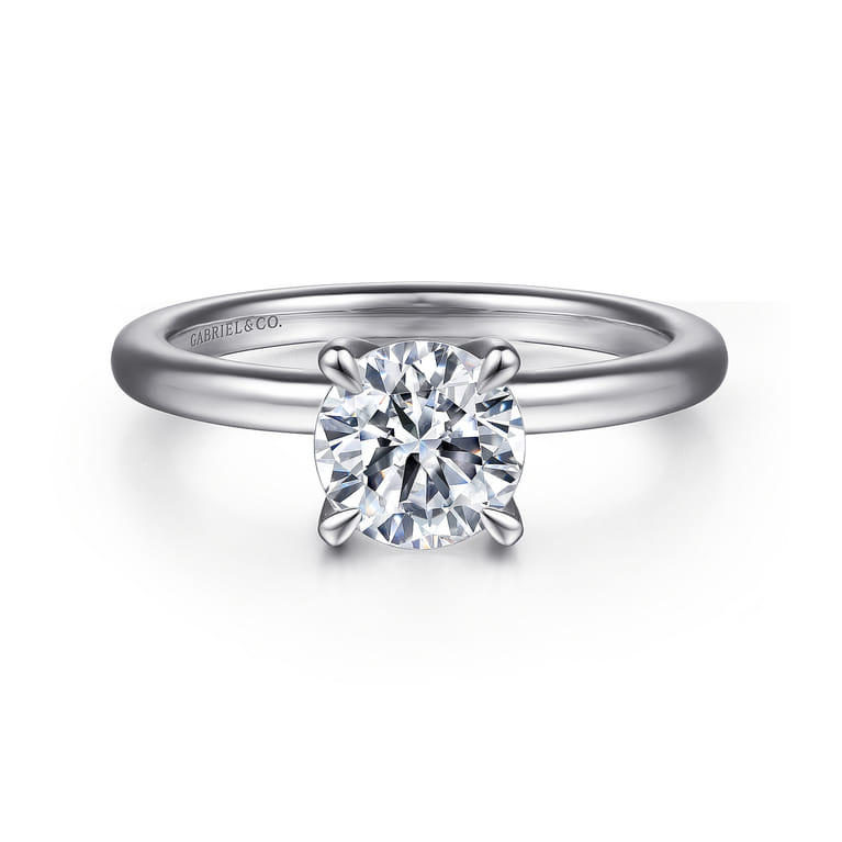 Evelynn - 14K White Gold Round Solitaire Diamond Engagement Ring - 0.04 ct - Shot 1