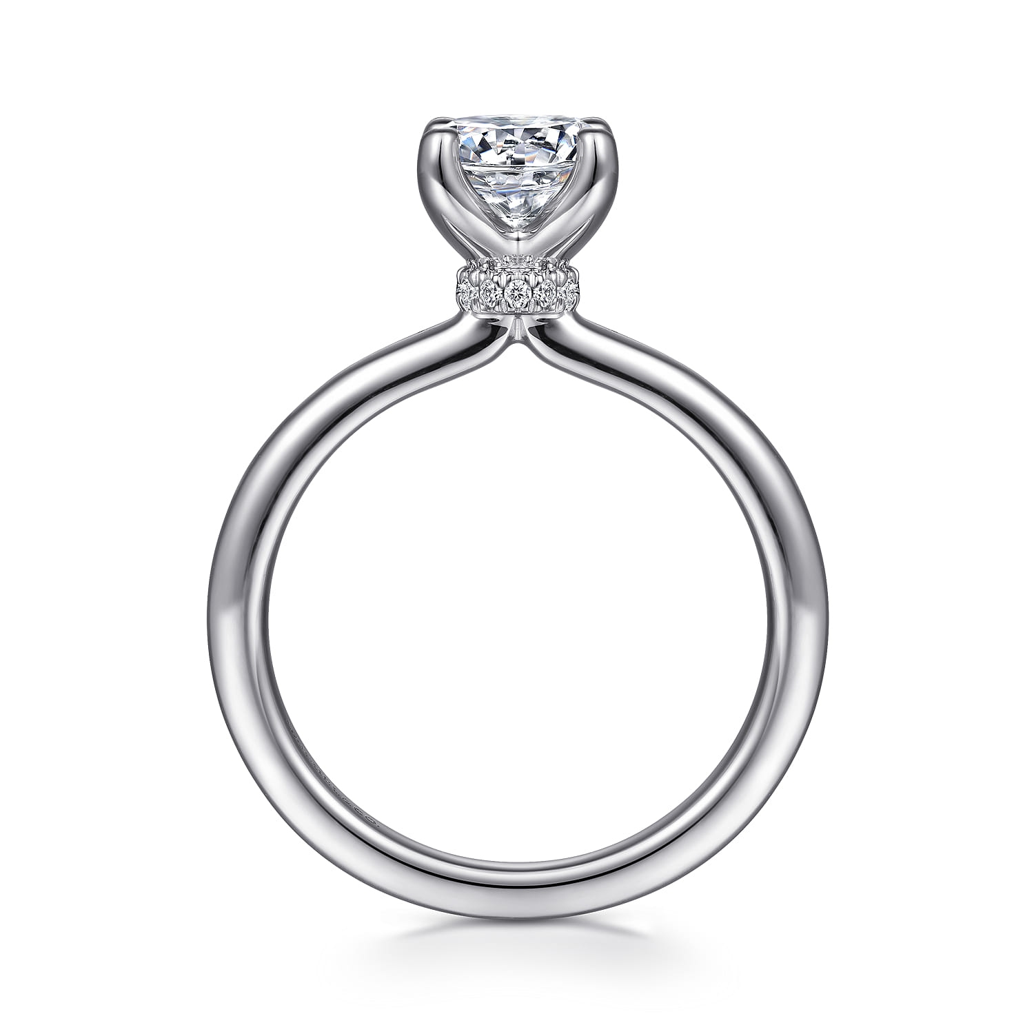 Evelynn - 14K White Gold Round Solitaire Diamond Engagement Ring - 0.04 ct - Shot 2