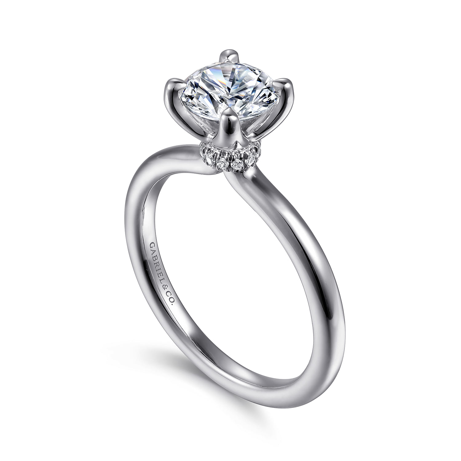Evelynn - 14K White Gold Round Solitaire Diamond Engagement Ring - 0.04 ct - Shot 3