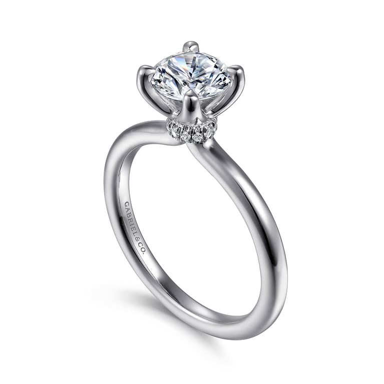 Evelynn - 14K White Gold Round Solitaire Diamond Engagement Ring - 0.04 ct - Shot 3