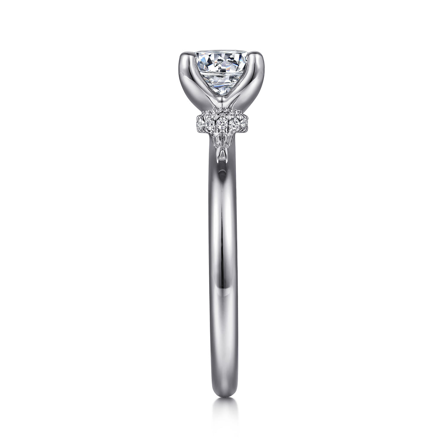Evelynn - 14K White Gold Round Solitaire Diamond Engagement Ring - 0.04 ct - Shot 5