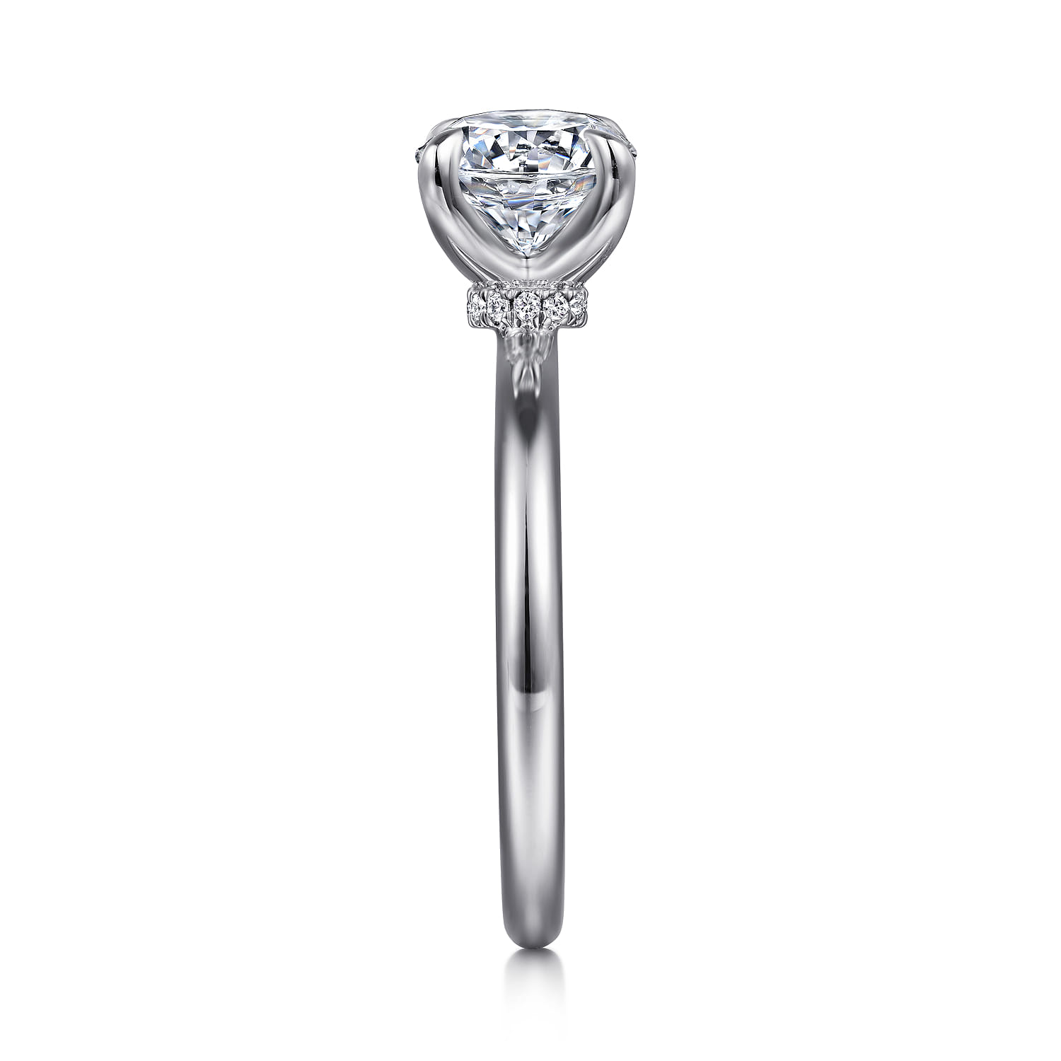Evelynn - 14K White Gold Round Solitaire Diamond Engagement Ring - 0.03 ct - Shot 5