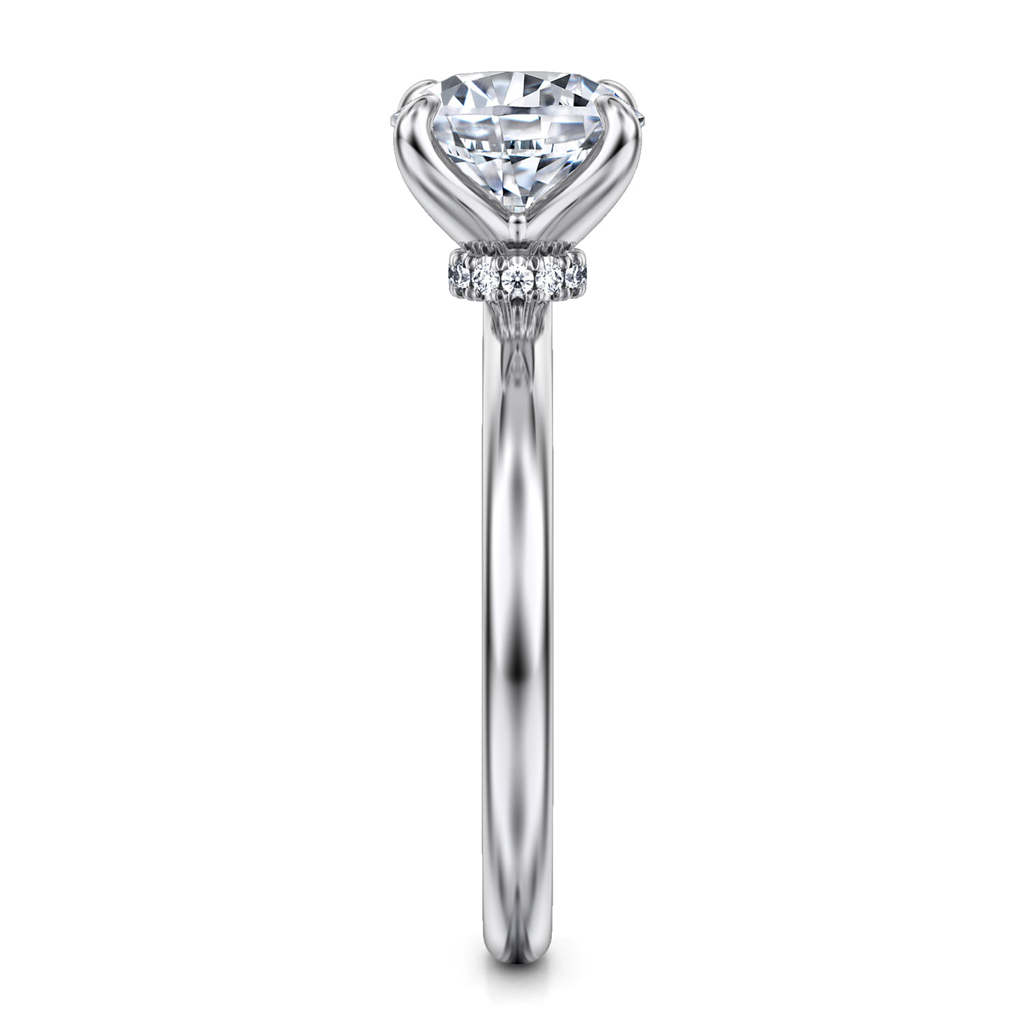 Evelynn - 14K White Gold Round Solitaire Diamond Engagement Ring - 0.04 ct - Shot 5