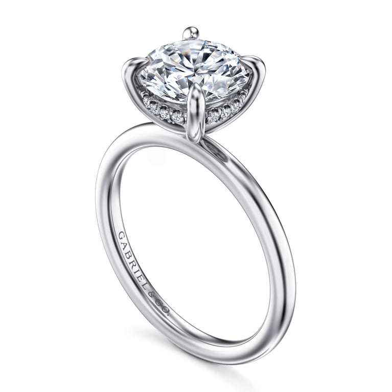 Cari - 14K White Gold Round Diamond Engagement Ring - 0.08 ct - Shot 3