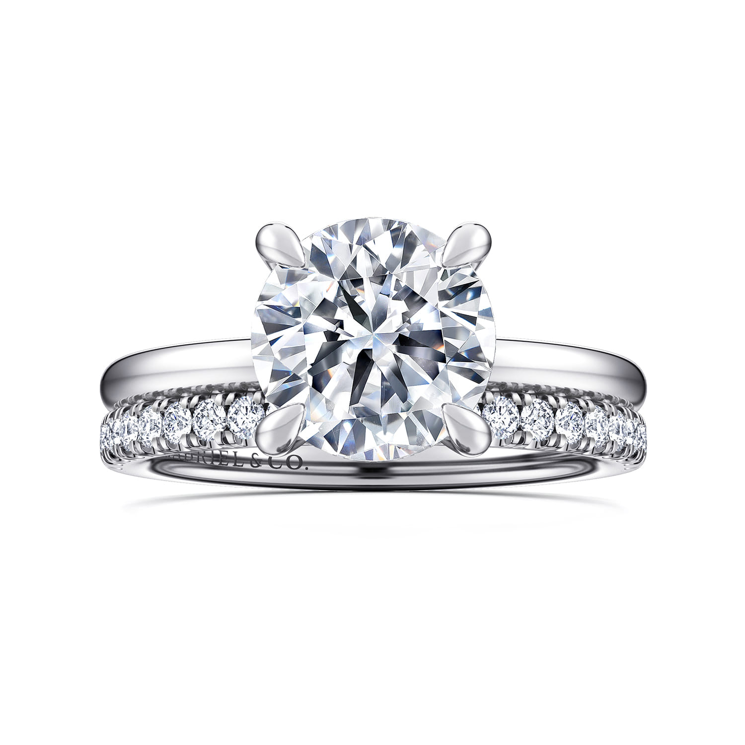 Cari - 14K White Gold Round Diamond Engagement Ring - 0.08 ct - Shot 4