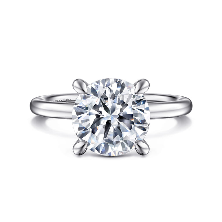 Cari - 14K White Gold Round Diamond Engagement Ring - 0.09 ct - Shot 1