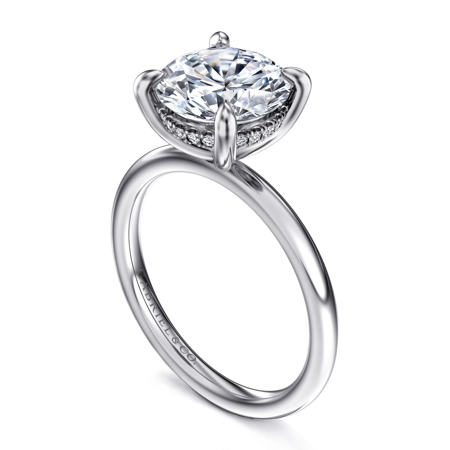Cari - 14K White Gold Round Diamond Engagement Ring - 0.09 ct - Shot 3