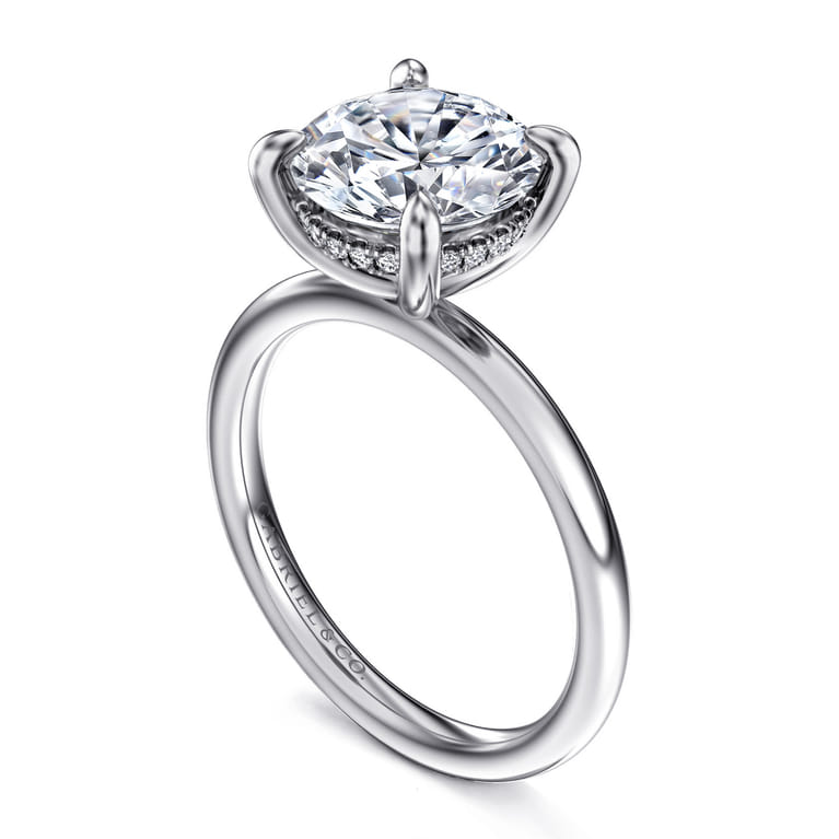Cari - 14K White Gold Round Diamond Engagement Ring - 0.09 ct - Shot 3